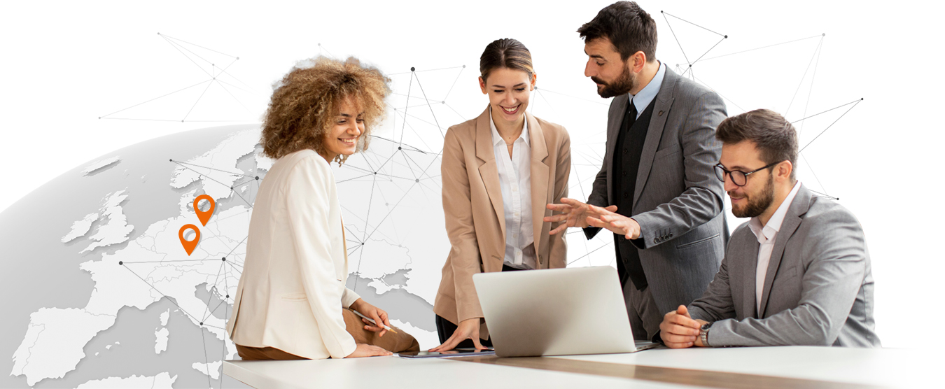 A professional woman in a red coat